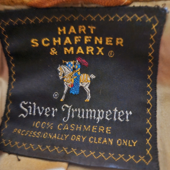 VINTAGE 100%CAMEL TAN CASHMERE MEN'S OVERCOAT BY HART, SCHAFFNER, AND MARX 42R - Picture 4 of 4